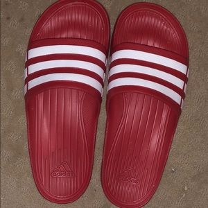 ADIDAS MENS RED SLIDES NWOTB